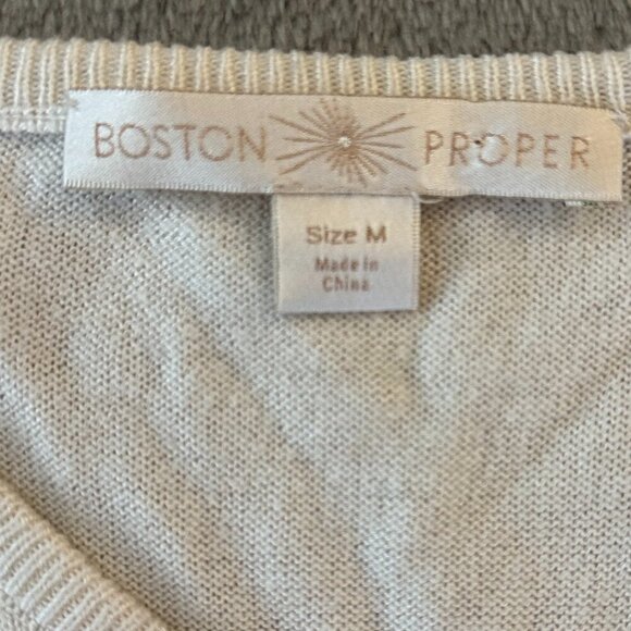 Boston Proper V Neck Side Zip Sweater Pullover Women's MEDIUM - Picture 3 of 6